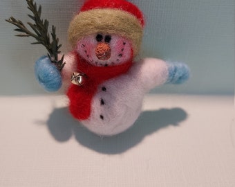 NEW COLOR - Snowman Pin Felted Wool 2 inch