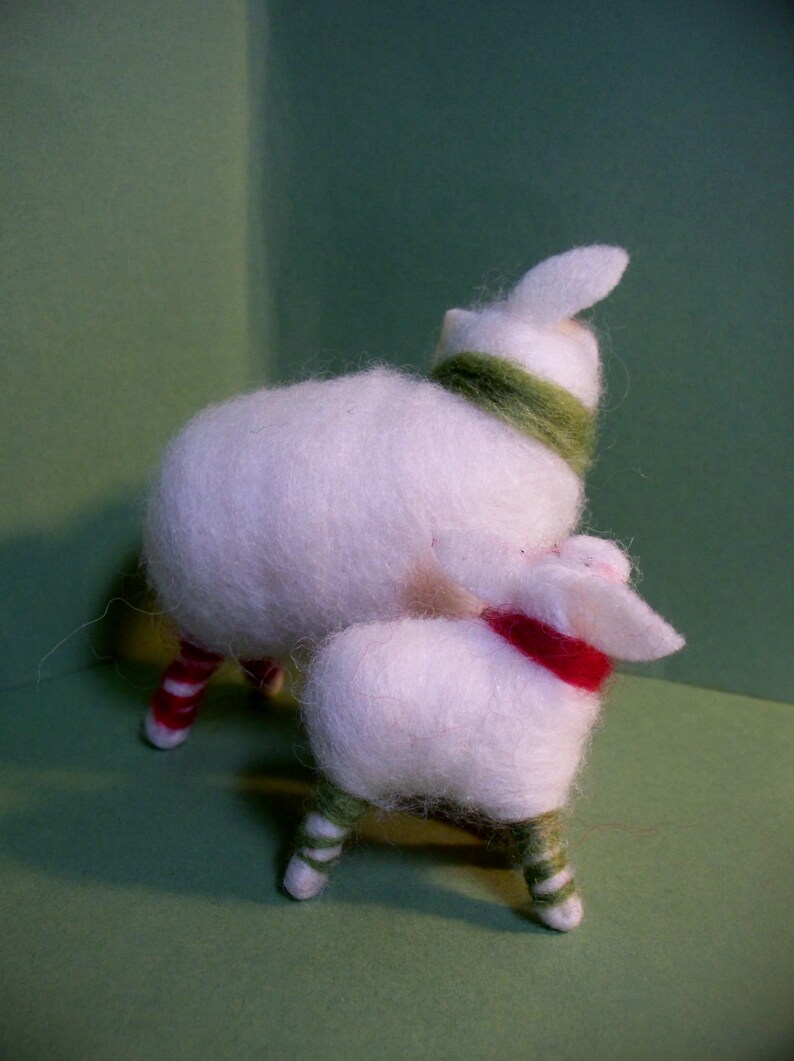 Candycane Sheep and Lamb Felted Wool Ornaments NEW for 2013 image 4