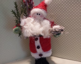 Mini Woodland Father Xmas Wool Wrapped/Needle Felted Ornament