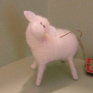 White Sheep 2 Felted Wool Ornaments image 1