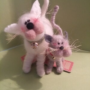 Mom and Baby Cat and Kitten Felted Wool Ornaments image 5