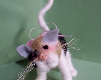 Petunia Cat Felted Wool Ornament