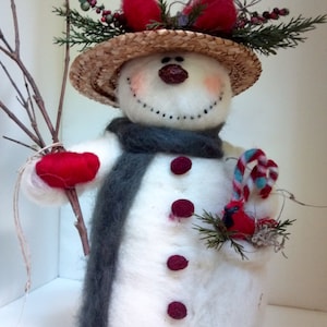 Pretty Pockets Felted Wool Snowlady - 10&quot; Made to Order ...please check shipping time