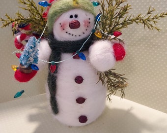 NEW -  Christmas Ready Felted Wool 7" Snowman