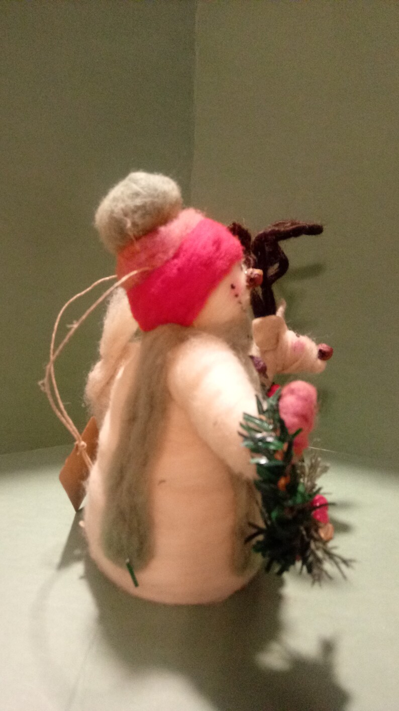 Felted Wool Snowman and Reindeer Ornament image 3