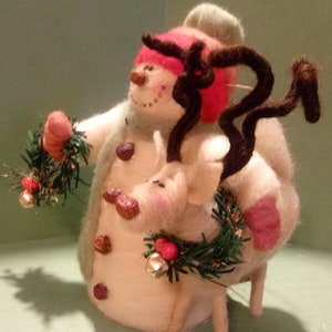 Felted Wool Snowman and Reindeer Ornament image 7