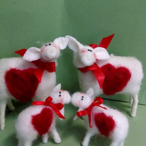 I Love Ewe Ewes Family of Felted Wool Sheep and Lambs