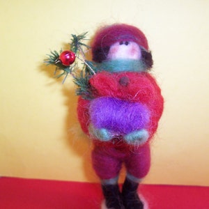 Felted Wool Boy Christmas Shopper.. Made to Order..please check shipping time