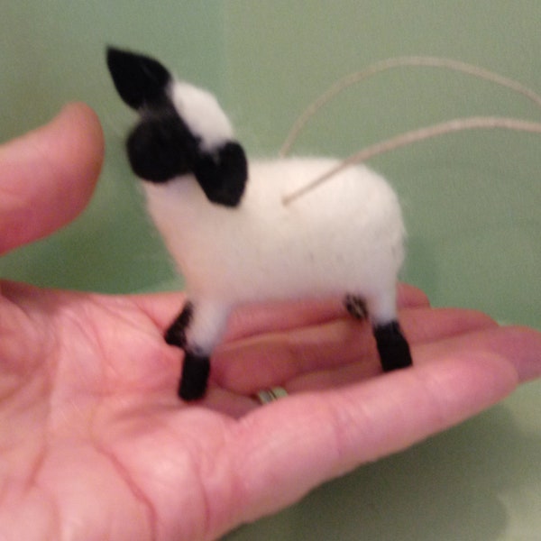 TWO (2) Lamb Felted Wire and Wool Ornament