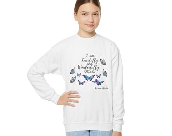 Butterfly Youth Crewneck Sweatshirt: Inspirational Kids Apparel