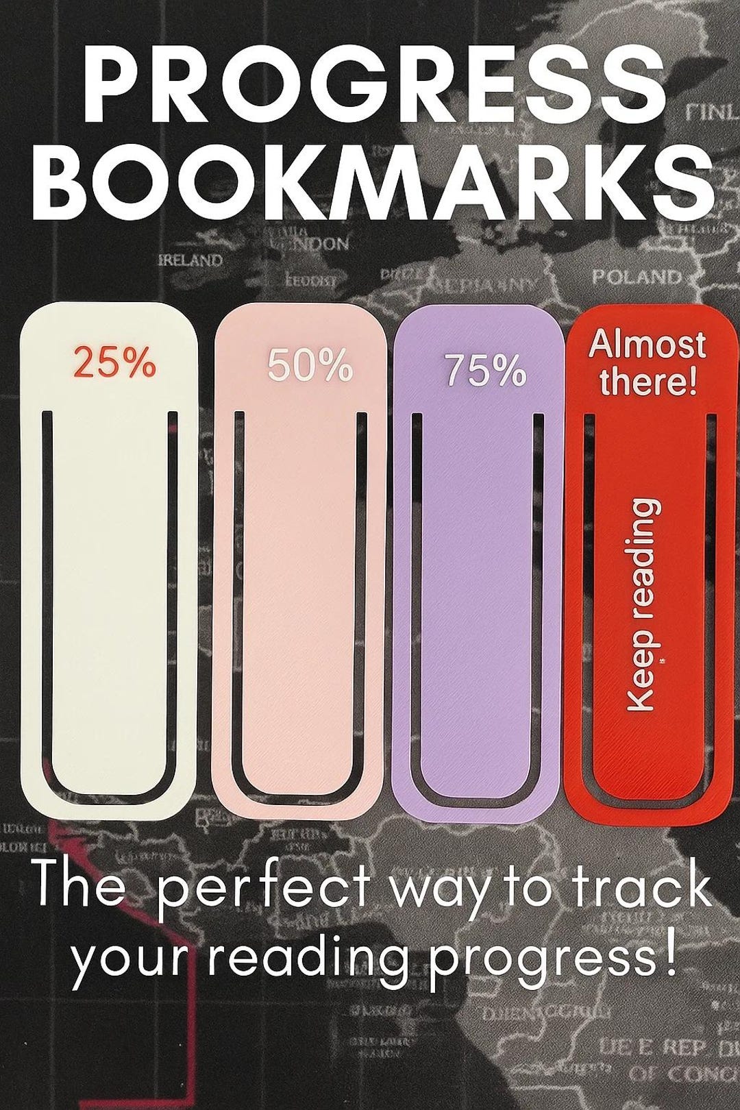 Elegant Progress Bookmark Set, 3D Printed, PLA Plastic, Clean Bookmark ...
