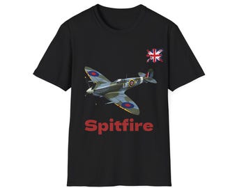 Vintage Spitfire Graphic T-Shirt, Aviation Enthusiast Gift