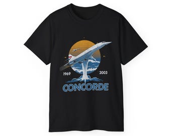 Vintage Concorde Graphic Tee, Unisex Cotton Shirt, Retro Aviation Apparel, Airplane Lover Gift, Travel Enthusiast Tee
