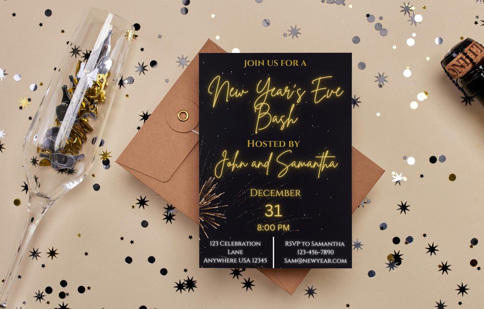 New Year's Eve Party Invitation Template: Editable NYE Bash (digital ...