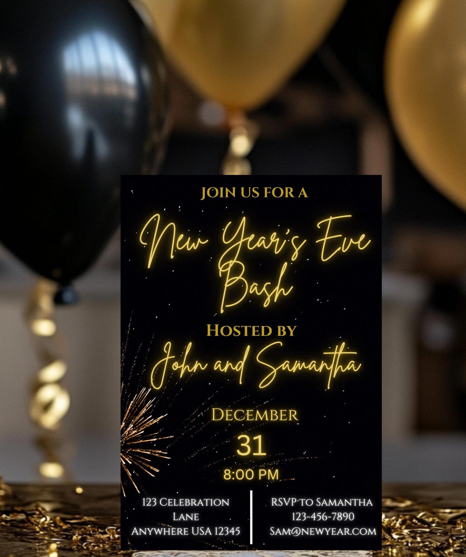 New Year's Eve Party Invitation Template: Editable NYE Bash (digital ...