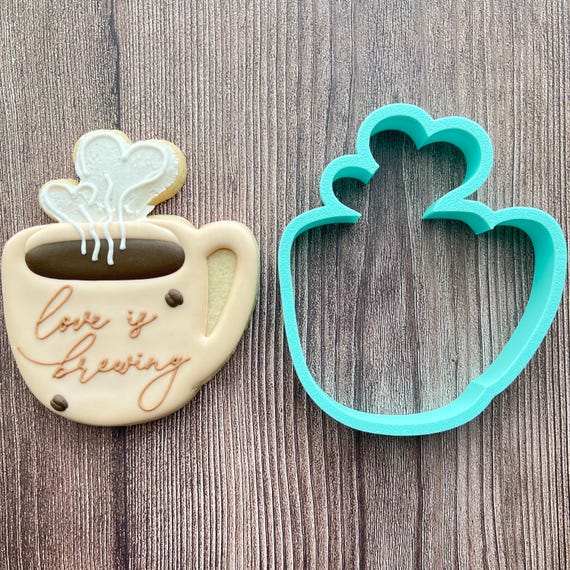 Latte Mug with Heart Steam Cookie Cutter | Perfect Design for Baby Showers, Birthdays, and Special Celebrations | Fall Sugar Cookies