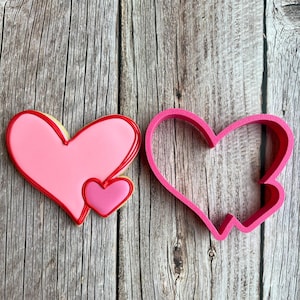 Double Heart Cookie Cutter | Perfect Design for Valentine&#39;s Day, Weddings, & DIY Crafts | Unique Two Heart Shape for Special Cookies