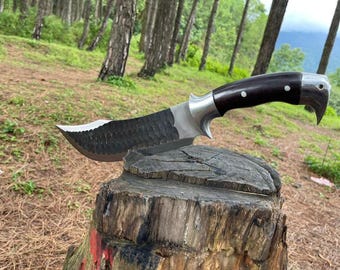 Hand Forged Bushcraft Bowie Knife | 10 Inch Truck Leaf Spring Steel Blade