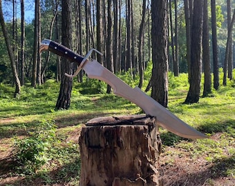 FALICON SWORD | Hand forged Bowie knife, Jeep Leaf Spring, Balance water tempered, full tang 20" Blade | Gifts for Him | Wedding Gifts