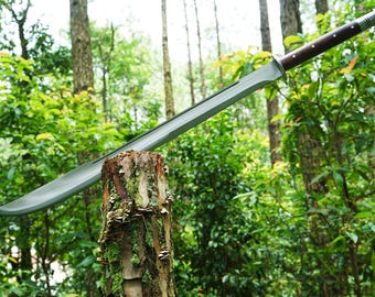 Handmade Machete-Style Short Sword,29.5" Bolo Inspired Blade, Bushcraft Tool with Wood Handle/ gift for dad