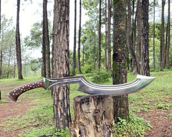 Khopesh / Handmade Machete: 26" Carbon Steel Blade, Rosewood Handle  personalized gifts/ custom gifts/ engraved gifts