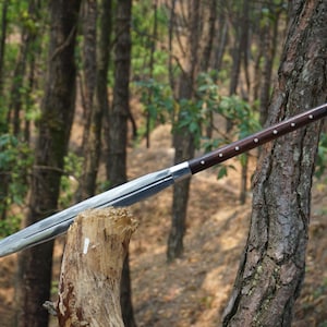 Lanza vikinga hecha a mano: ballesta de acero al carbono 5160, mango de palisandro. Regalos personalizados. Regalos grabados.