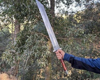 Hand Forged 5160 Steel Machete: 26" Full Tang Jungle Knife, Rosewood Handle, Leather Sheath