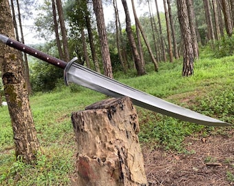 Hand Forged Scimitar Sword: 26" Truck Leaf Spring Blade, Full Tang  personalized gifts/ custom gifts/ engraved gifts