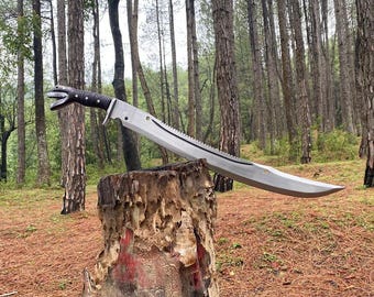 20" Blade Machete knife , Hand forged Bowie knife, Jeep Leaf Spring, Balance water tempered, Full tang Knife | Jungle Machete Knife