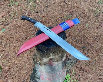 19" Blade kukri machete, Hand forged Bowie knife, Jeep Leaf Spring, Balance water tempered, full tang Handmade Machete | Gifts for Him