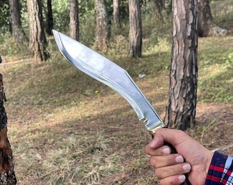KHUKURI KNIFE/ Handmade Gurkha Kukri Knife/Heavy duties kukris / Full tang/ Leaf spring of truck/ Tempered/Sharpen/Working
