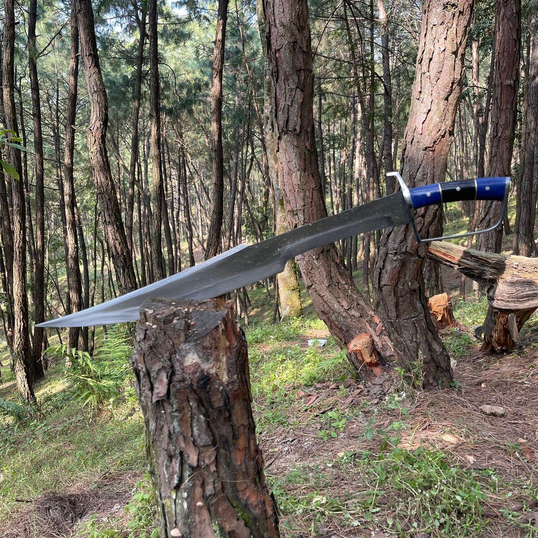Handmade D Handle Machete: 5160 Carbon Steel Balanced Sword ...
