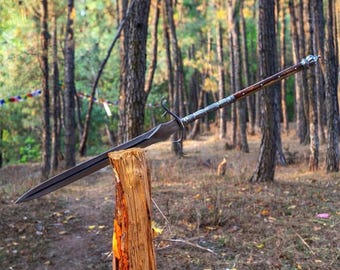 Hand Forged Viking Spear: 5160 Carbon Steel, 27 Inch Blade  Leaf spring of truck/ Tempered/Sharpen/Working