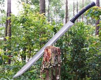 MACHETE/Hand-Forged 28 inch long Machete with sheath/Leaf spring of truck/Rosewood Handle/Sharpen/Tempered/Ready to use/knife/knives