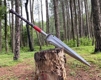 SPEAR/ hand forged spear/ 18" long blade / collectible large spear/full tang/ spring of truck/ water tempered/Sharpen