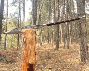 Hand Forged Leaf Spear – 17" Spring Steel Blade, Full Tang Hunting Collectible