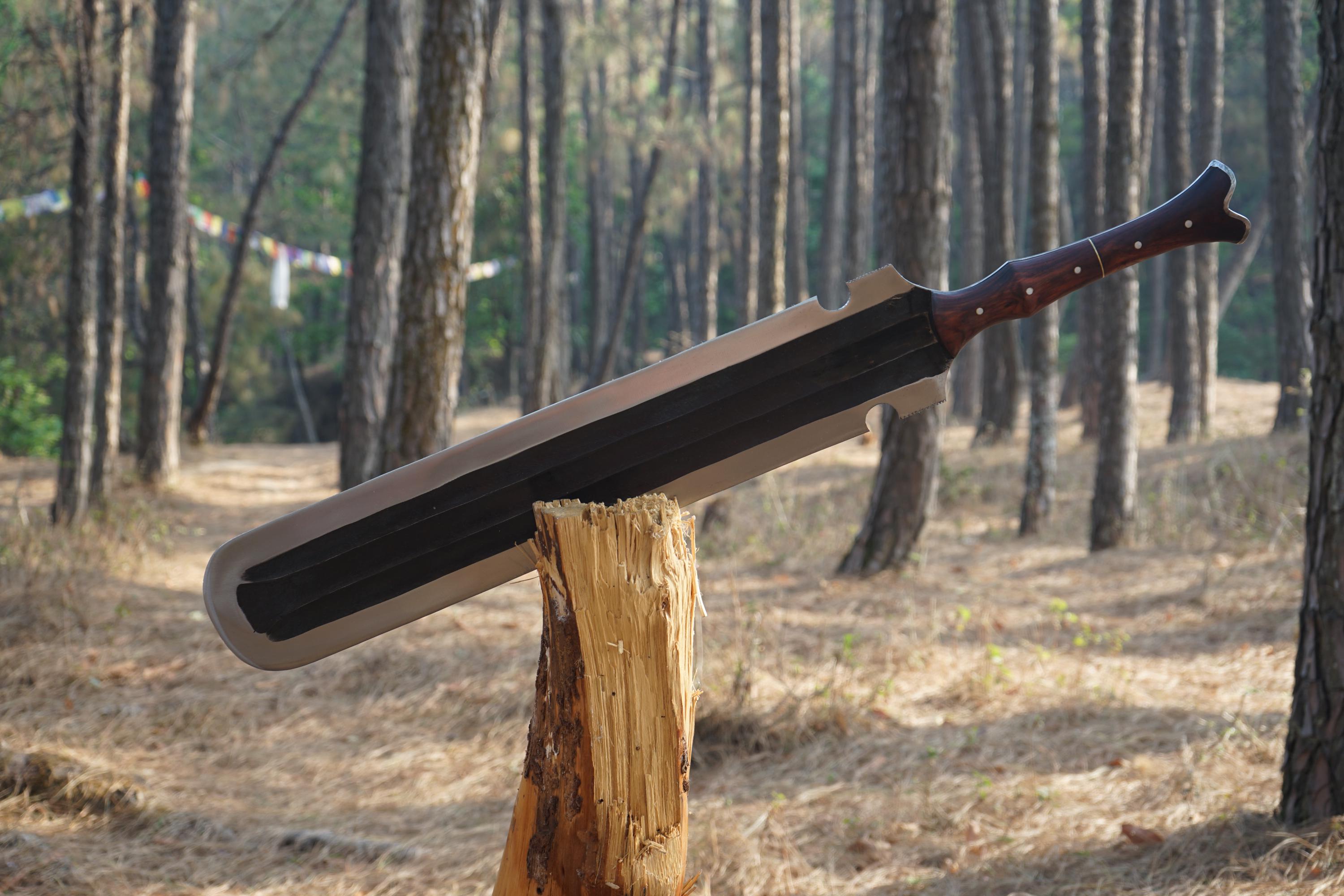 26 Inch Hand-Forged Knife | Flat Black Blade | Leaf Spring 5160 Steel | Handmade Gift for Him | Bushcraft Knife | Custom Sheath | Gift Idea