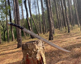 Hand Forged Carbon Steel Machete: 22 Inch Gurkha Kukri Knife, Durable Blade