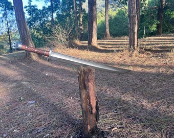 Machete/Hand Forged  24" Full Tang Blade with sheath/Leaf spring of truck/Rosewood Handle/Sharpen/Tempered/Ready to use/knife/knives