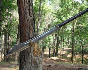 24-inch Handmade Long Handle Machete Knife | Crafted from 5160 Carbon Steel and Rosewood | Ideal Gift | Hand Forged Gifts
