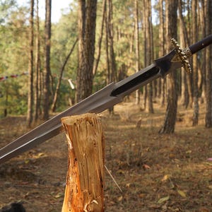 FALICON SWORD | Handmade Bronze Guard Sword: 5160 Carbon Steel Viking Sword | Full tang/ Leaf spring of truck/ Tempered/Sharpen/Working