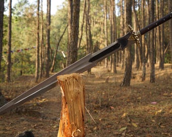 FALICON SWORD | Handmade Bronze Guard Sword: 5160 Carbon Steel Viking Sword | Full tang/ Leaf spring of truck/ Tempered/Sharpen/Working