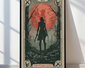 The Final Girl Tarot Card, Funny Digital Print, Digital Wall Art, Geek Gift, Printable Tarot Card Wall Art, Digital Download, Scary Movie