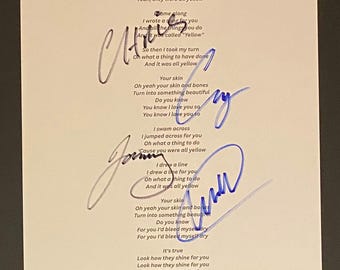 Coldplay Autograph on A4 Sheet With COA - Etsy