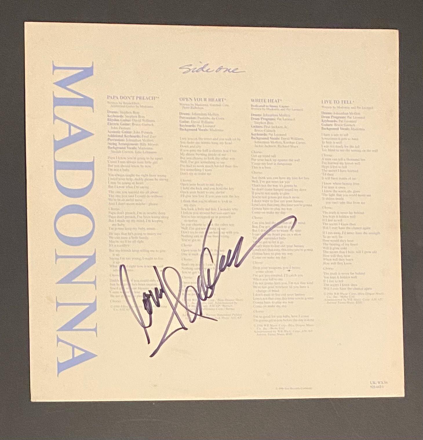 Madonna Autograph on LP Inner Sleeve With COA - Etsy