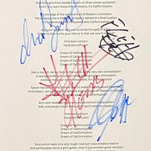 Red Hot Chili Peppers Autograph On A4 Sheet With COA
