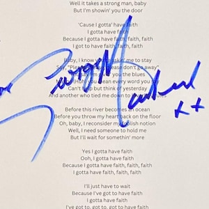 George Michael Autograph On A4 Lyric Page With COA Careless Whisper