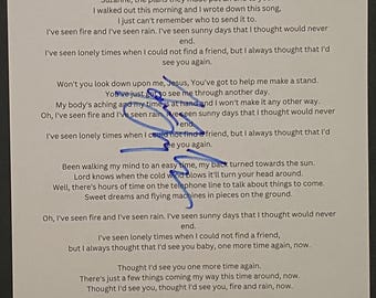 Autógrafo de James Taylor em folha A4 com COA