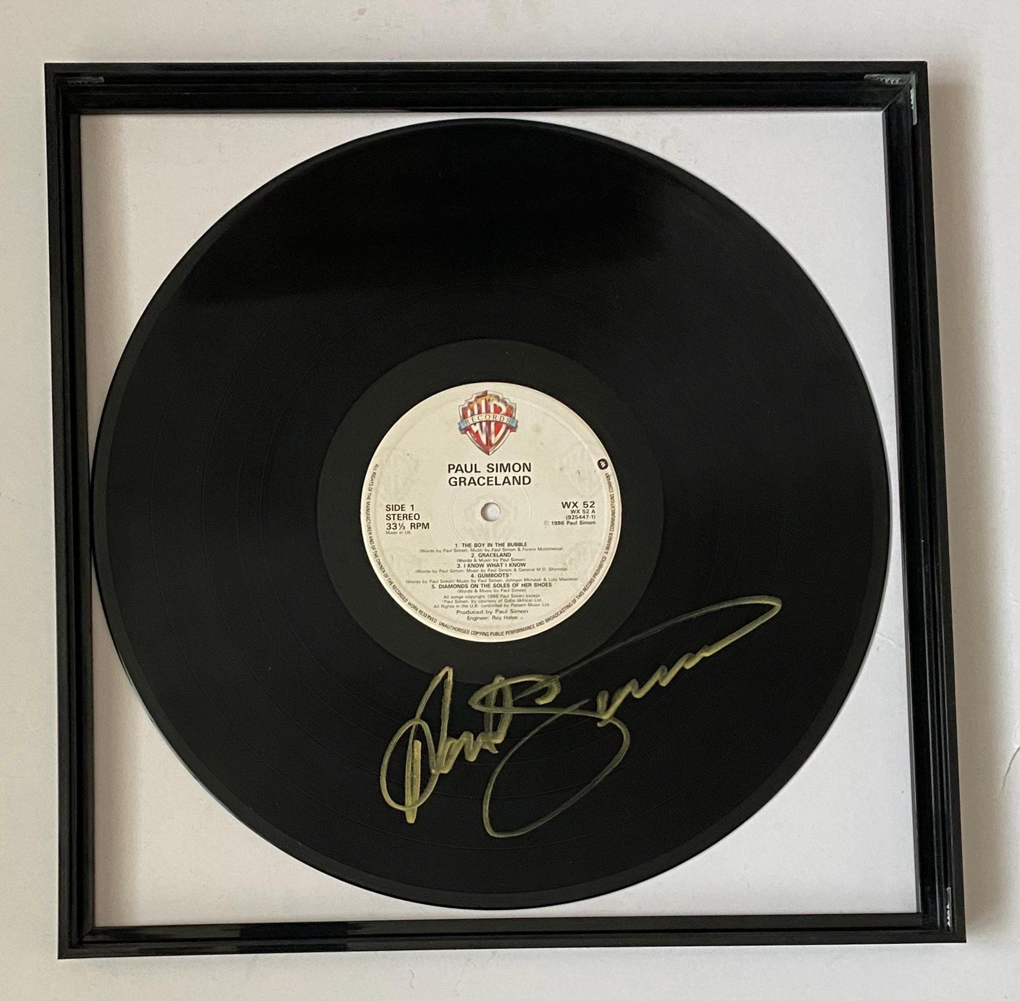 Paul Simon Autograph on Original Framed Graceland LP Vinyl Record 