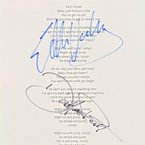 Autografo di Van Halen su foglio A4 con certificato di autenticità
